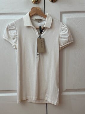 Burberry Cream Short-Sleeve Polo Shirt